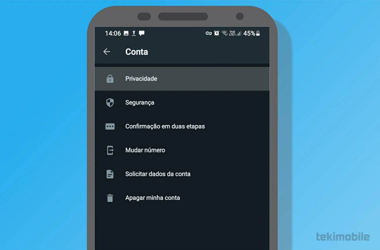 Toque em Privacidade - Como ver os números bloqueados no WhatsApp