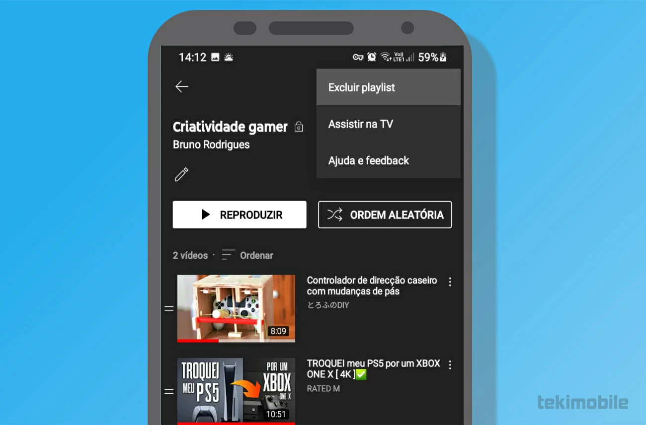 Toque excluir playlist - Como deletar uma playlist do YouTube