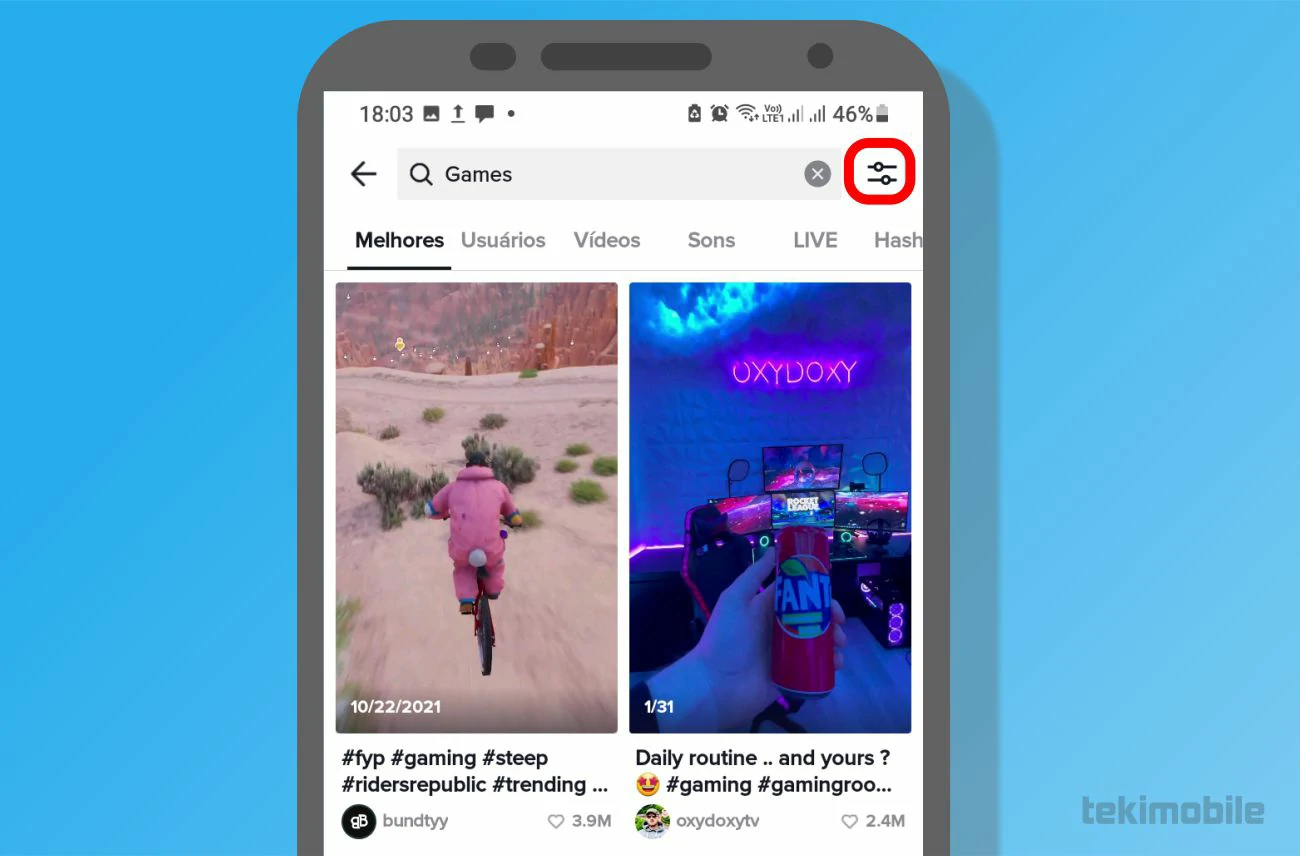 Toque no ícone a direita - Como ver histórico dos vídeos assistidos no TikTok