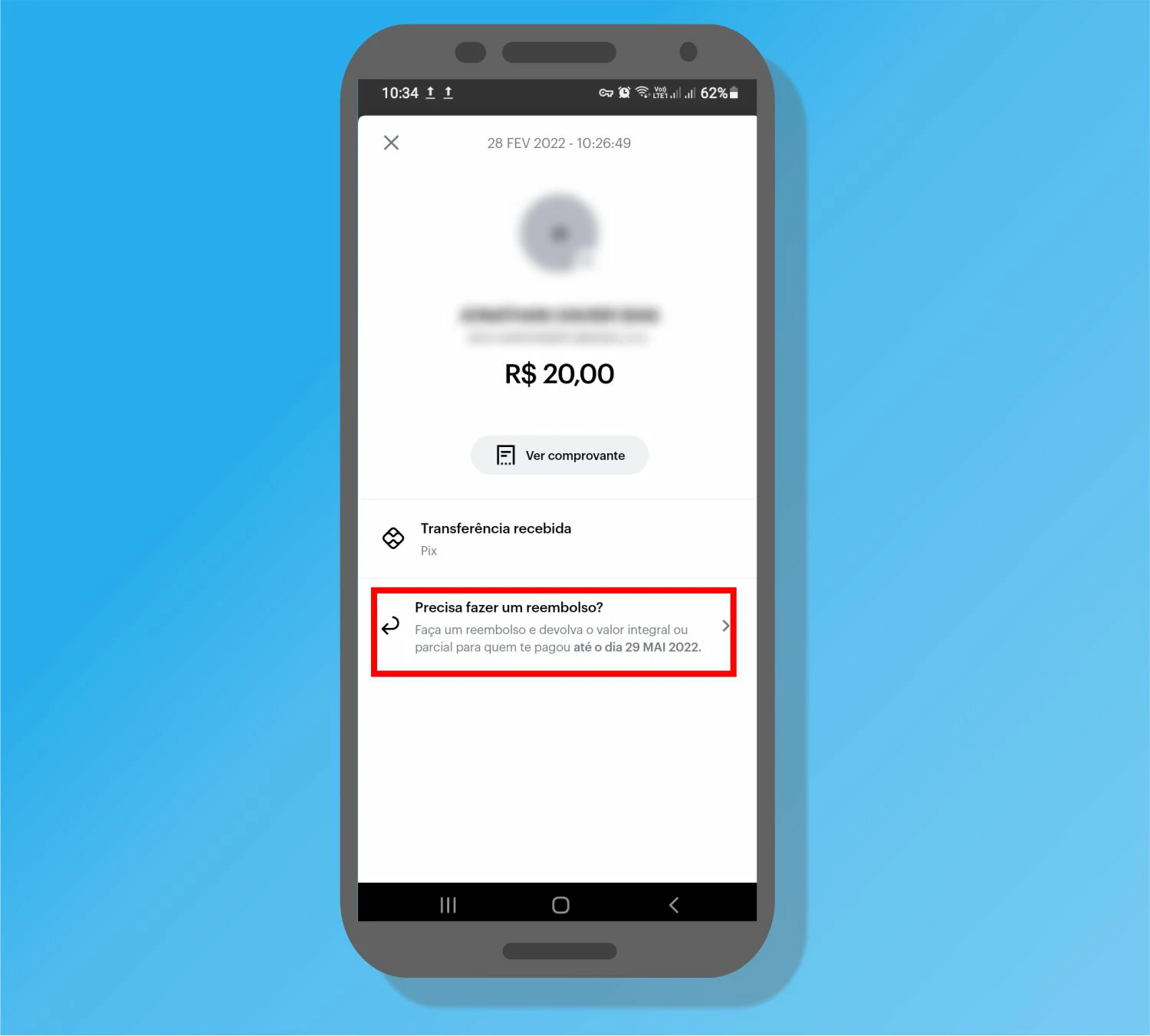 Toque sobre a opção - Como cancelar Pix no Nubank