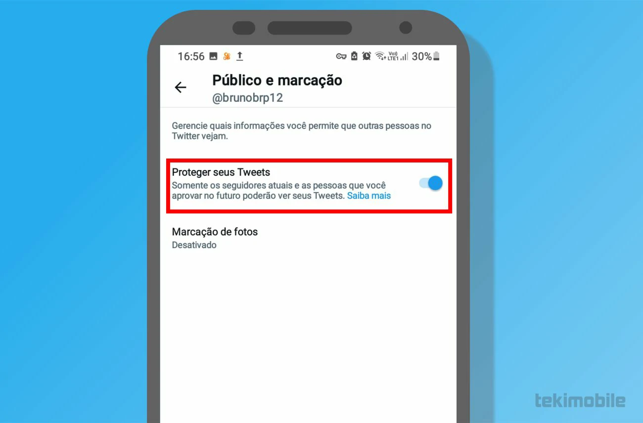 Toque sobre o interruptor para tornar sua rede pública novamente - Como privar o Twitter
