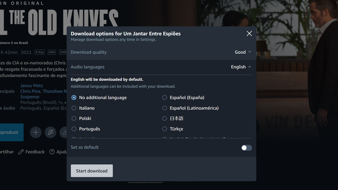 Uma nova janela será aberta com mais opções