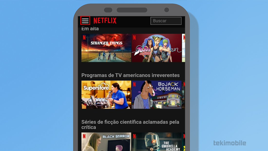 Vá nos três traços no canto superior esquerdo