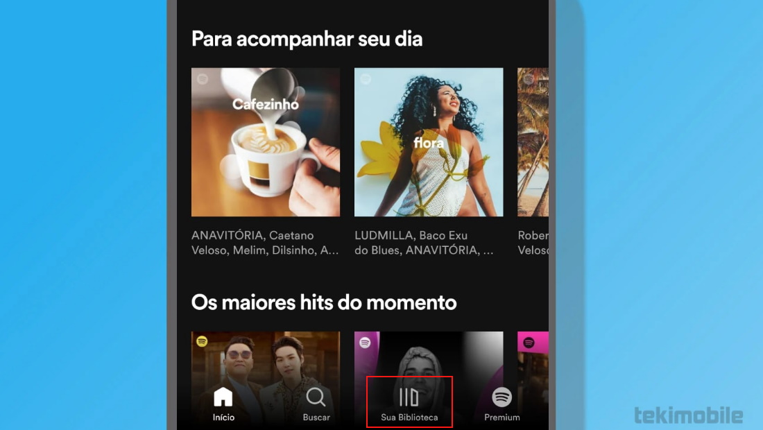 A aba está localizada no canto inferior do aplicativo