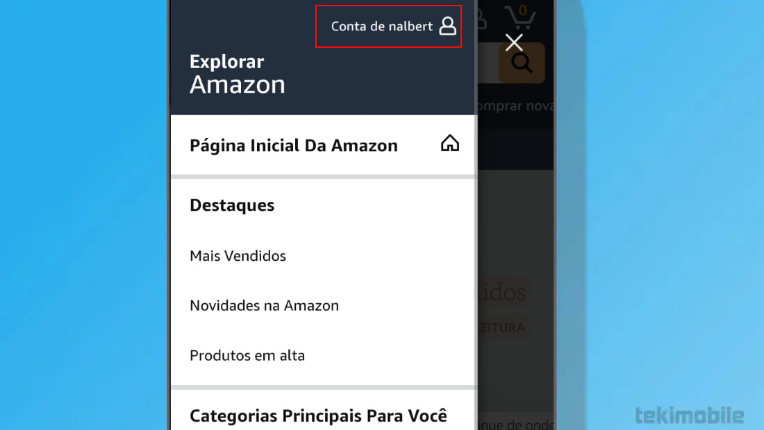 A aba está localizado logo acima