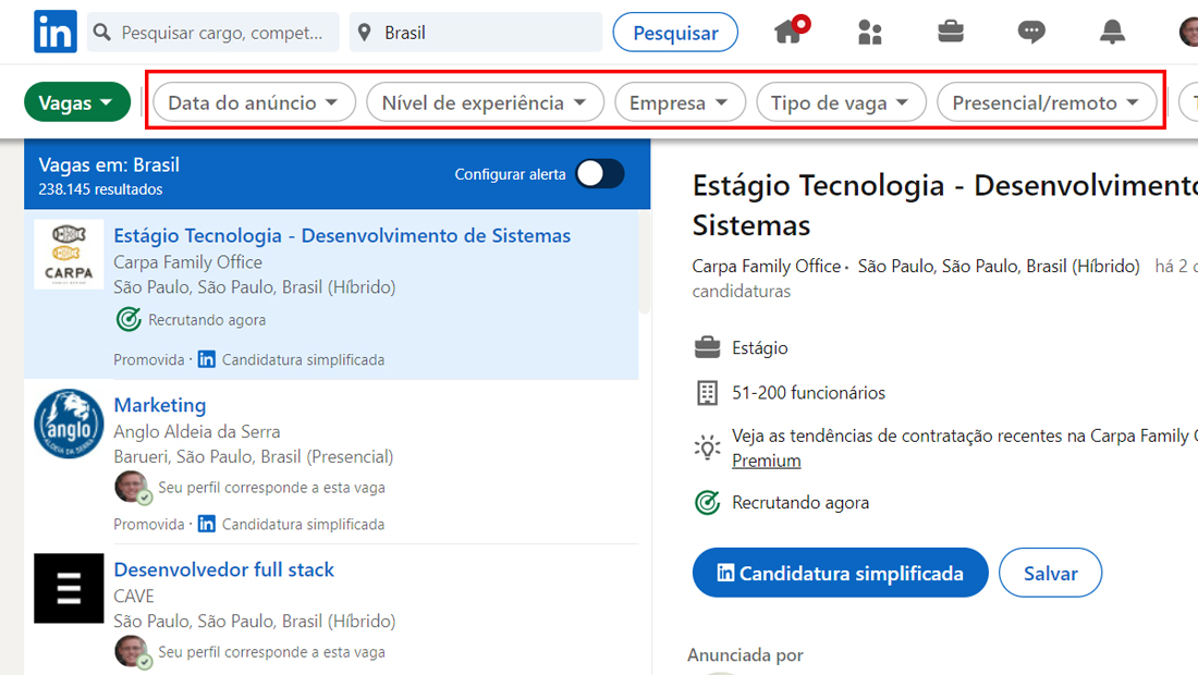 A diversidade de filtros é bem grande