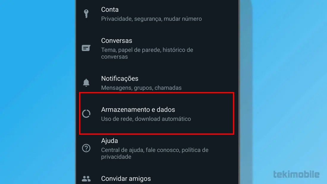 A opção é a quarta mostrada no menu