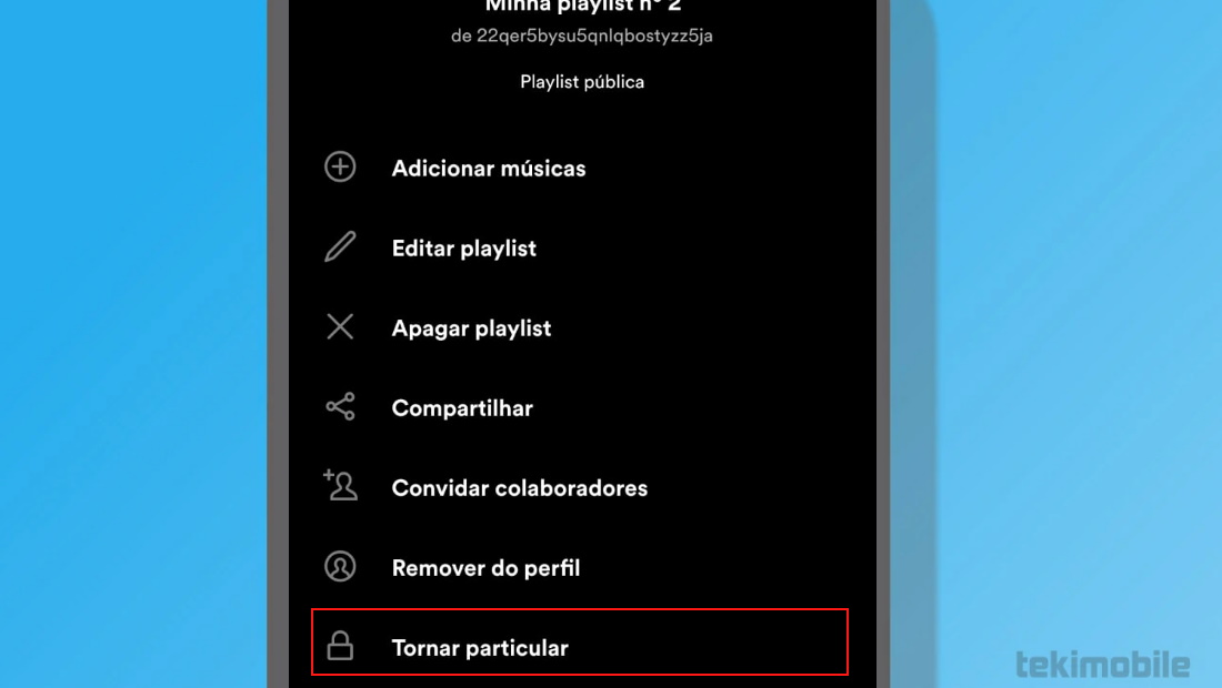 A opção é uma das últimas mostrada
