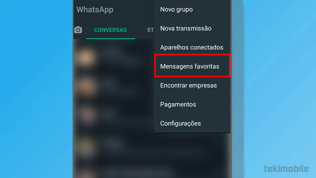 A opção está na janela flutuante