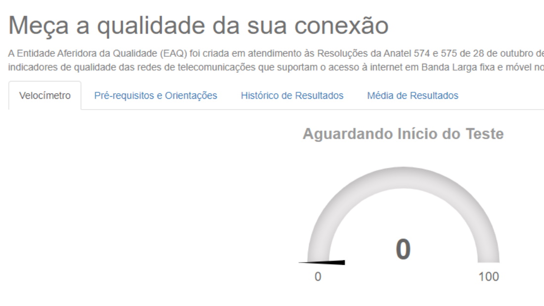 A primeira opção é um teste de velocidade simples
