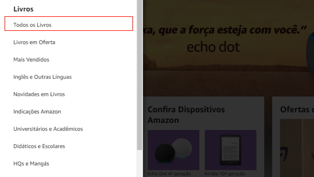 A primeira opção terá livros gratuitos