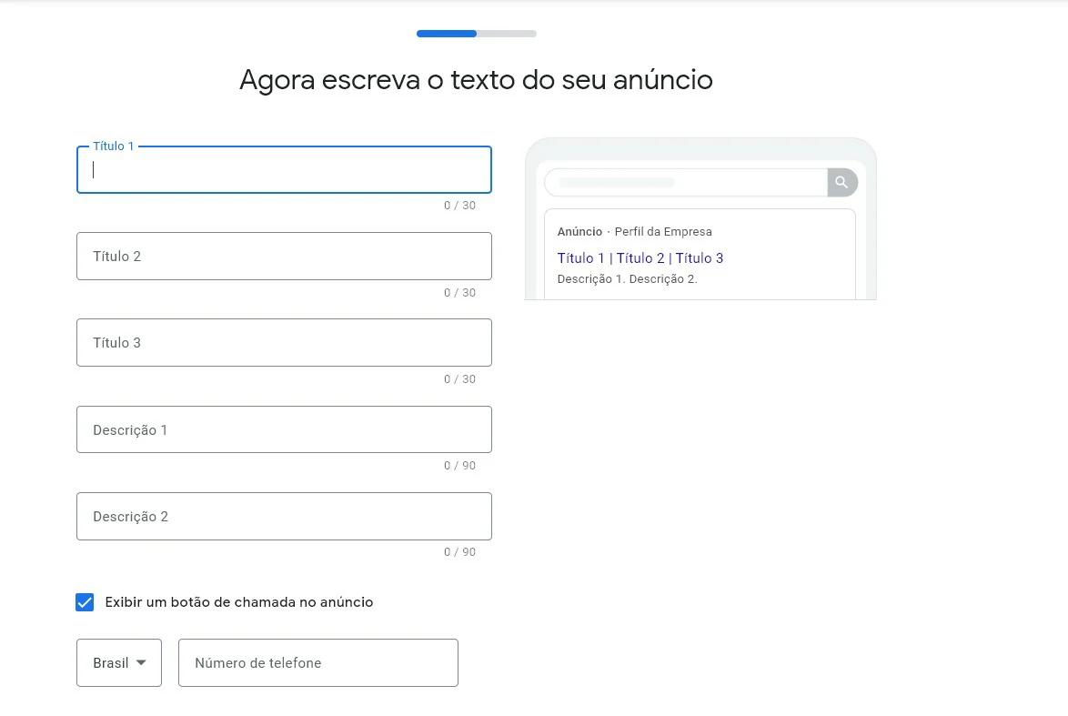 Agora, dite o texto do anuncio - Como anunciar no Google Meu Negócio