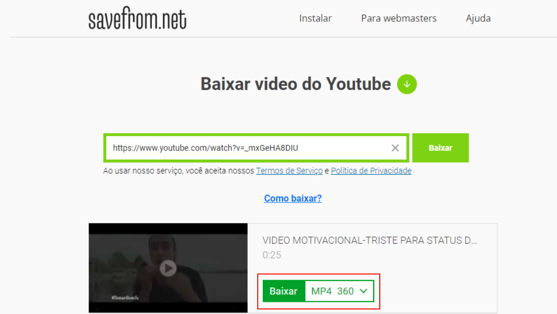 Alguns vídeos possuem definições e resoluções diferentes