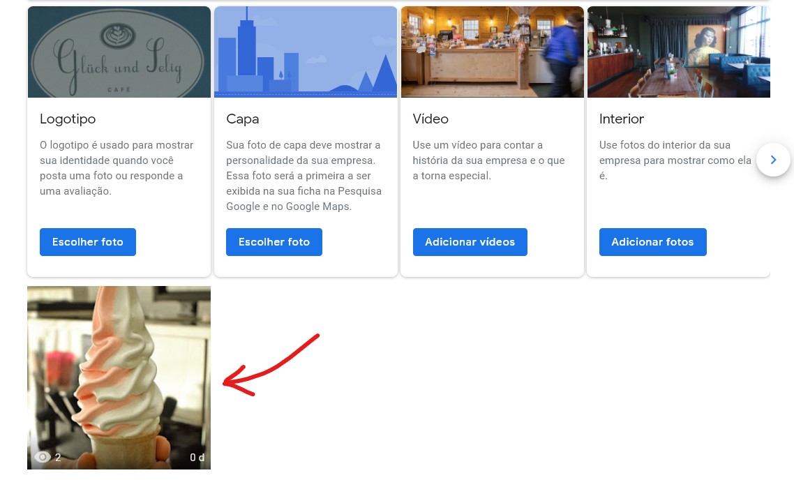 Clique na foto - como excluir fotos do google meu negócio