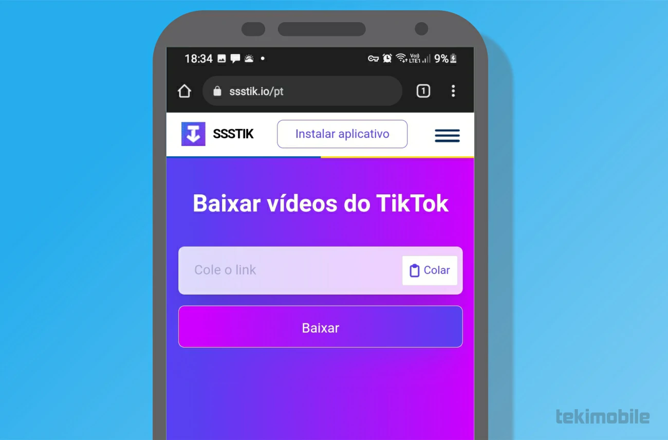 Cole o link no campo - SSSTiktok como baixar vídeos do TikTok com ele