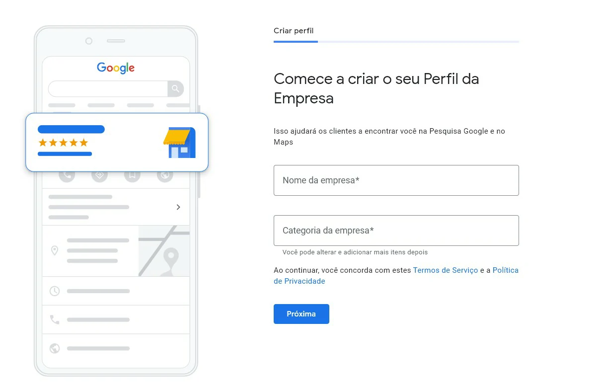 Dê o nome da sua empresa - Como colocar meu negócio no Google