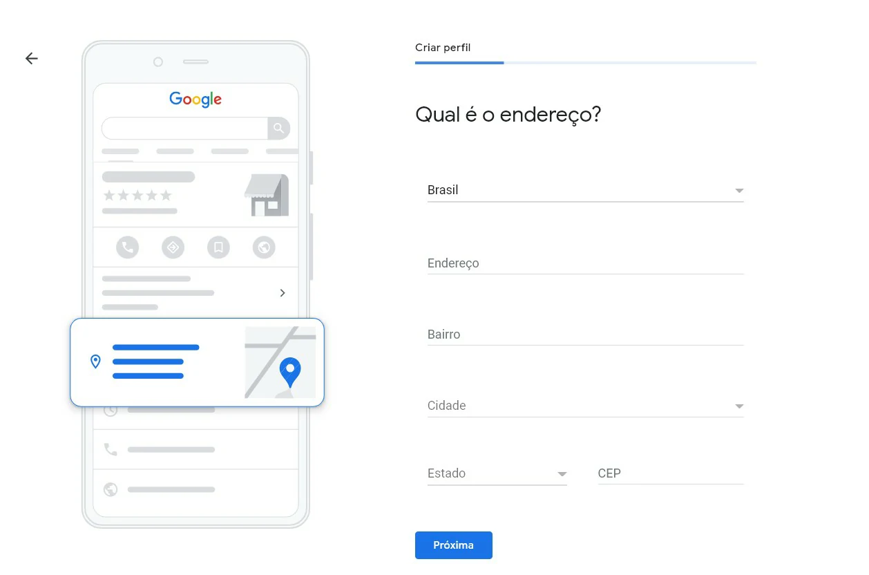 Entre com o endereço - Como colocar meu negócio no Google