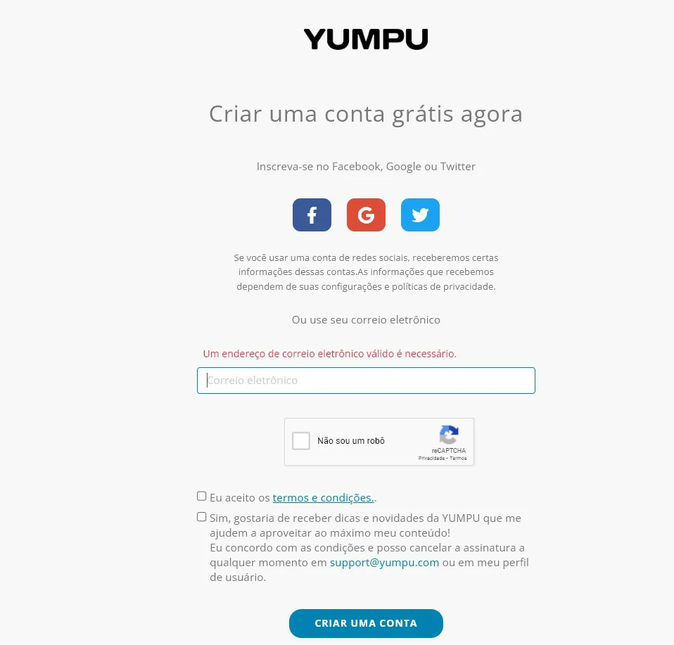 Entre com seu email - Transforme um PDF em revista digital
