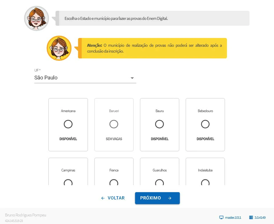 Escolha o local da prova - Como se inscrever no Enem online