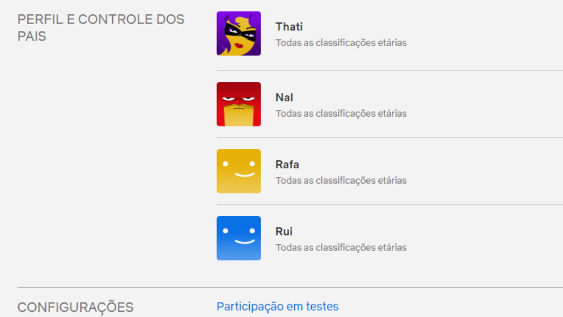 Escolha o perfil que você fará o bloqueio