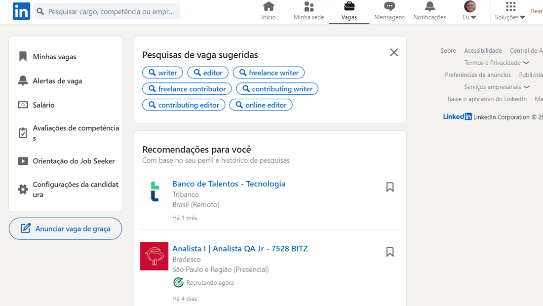 Na nova página receba um relatório completo de vagas