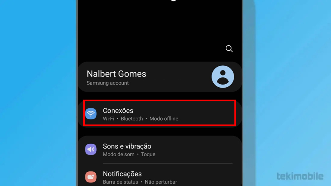 No celular a opção pode ter um nome diferente