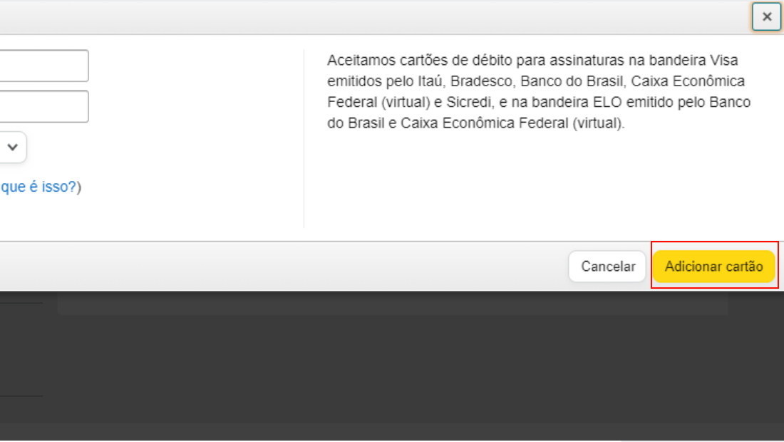 O botão fica no canto direito do site