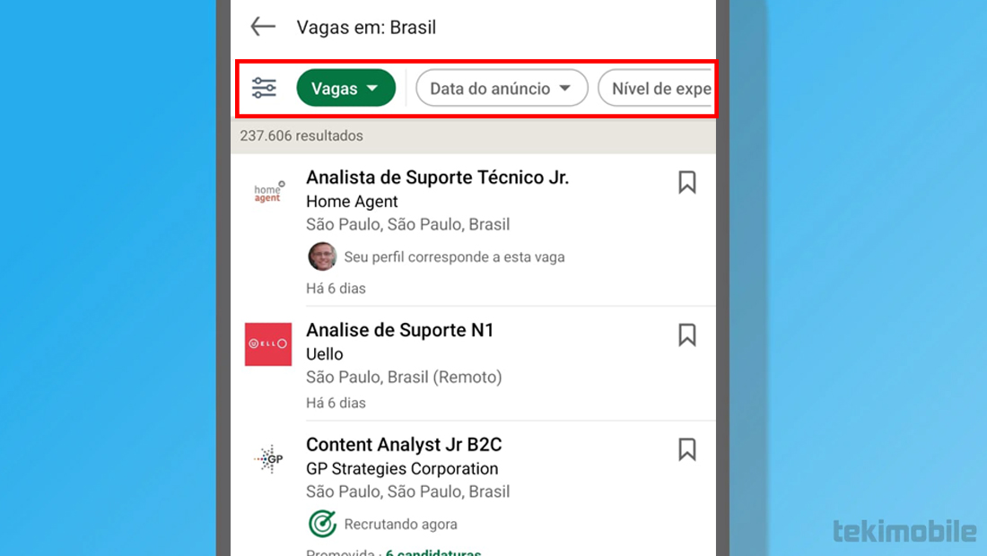 O filtro esta na parte superior