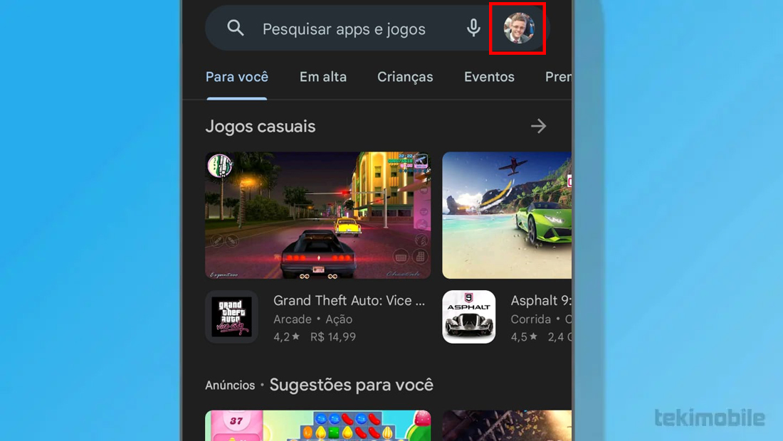 O ícone esta no canto superior direito
