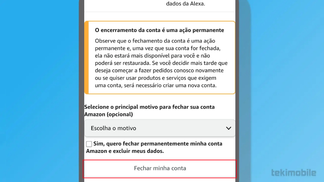 Por fim finalize o processo