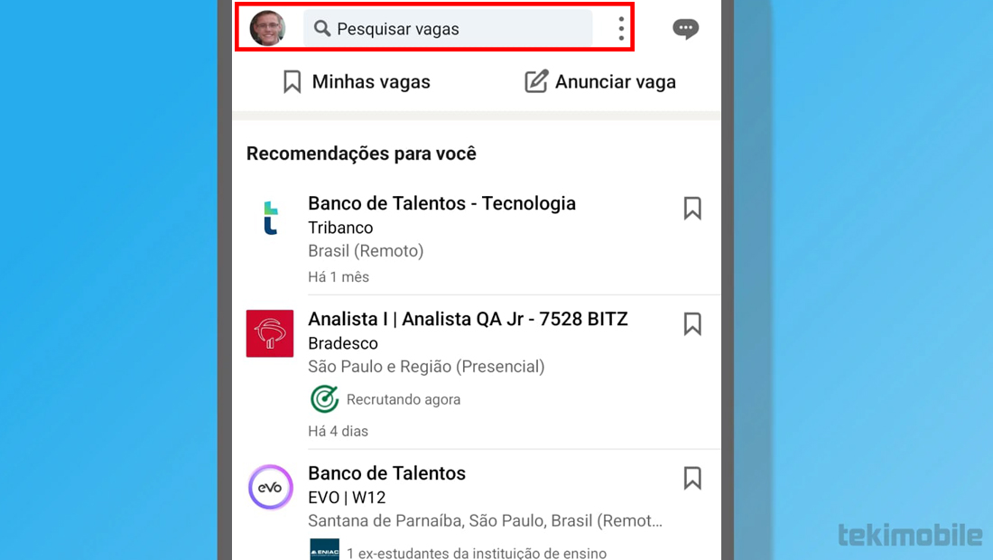 Procure qualquer vaga