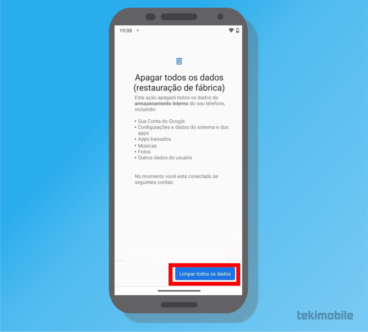 Selecione Limpar todos os dados - Como formatar celular Motorola