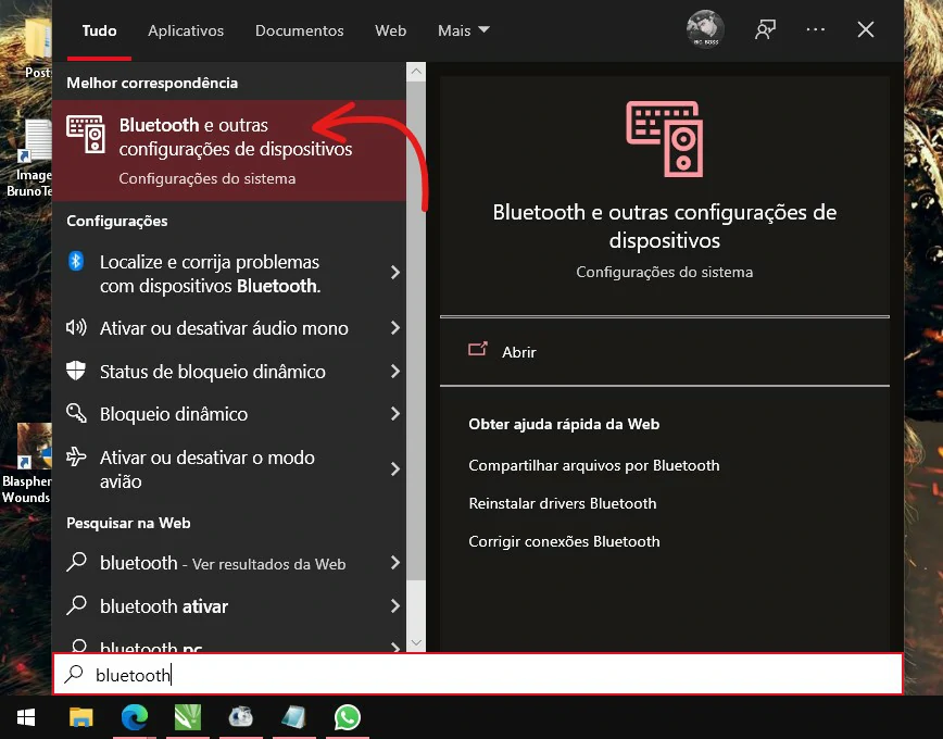 Selecione a opção bluetooth- Como conectar controle Xbox One no PC