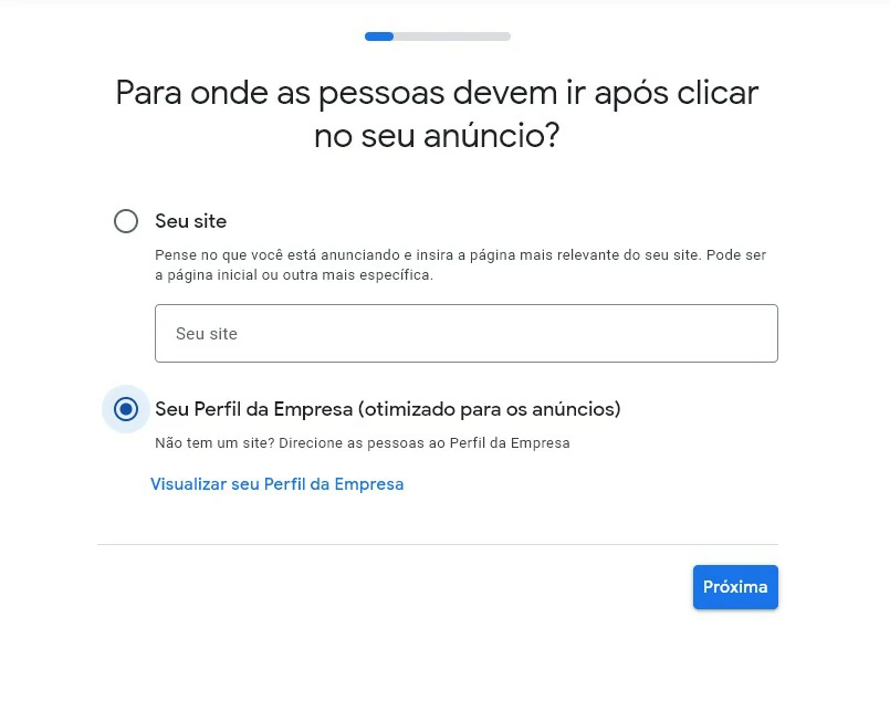 Selecione a opção que se adequa ao seu negócio - Como anunciar no Google Meu Negócio