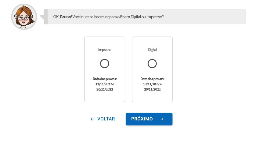 Selecione qual enem você gostaria de fazer - Como se inscrever no Enem online