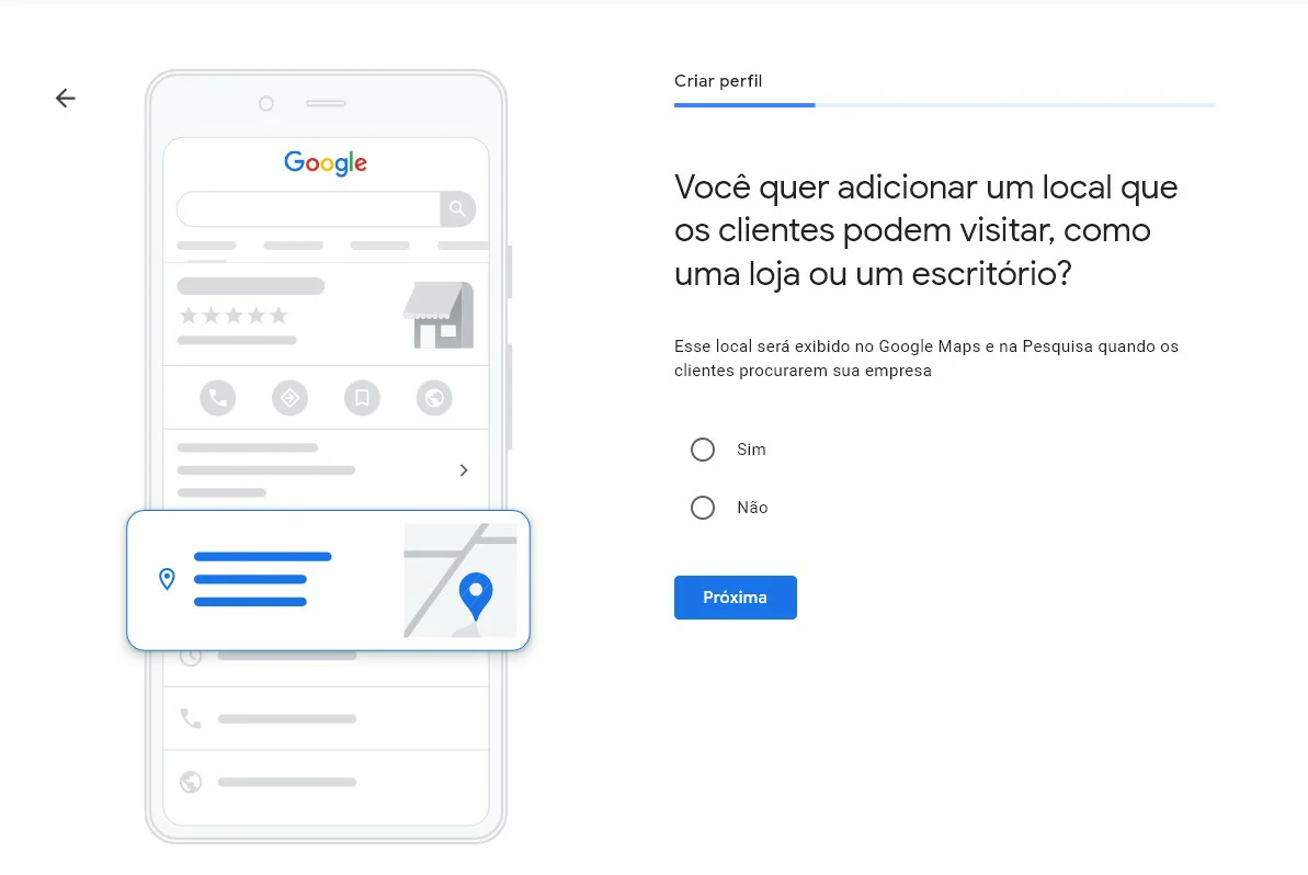 Selecione se deseja adicionar o local - Como colocar meu negócio no Google