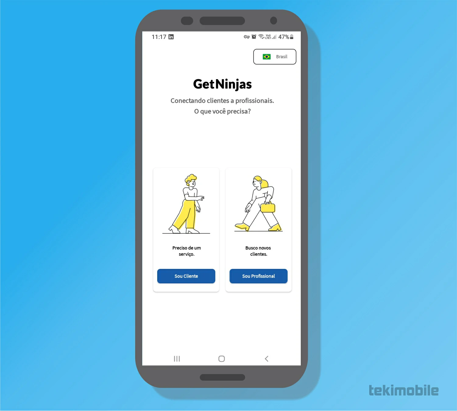 Selecione sou cliente - Como funciona o getninjas