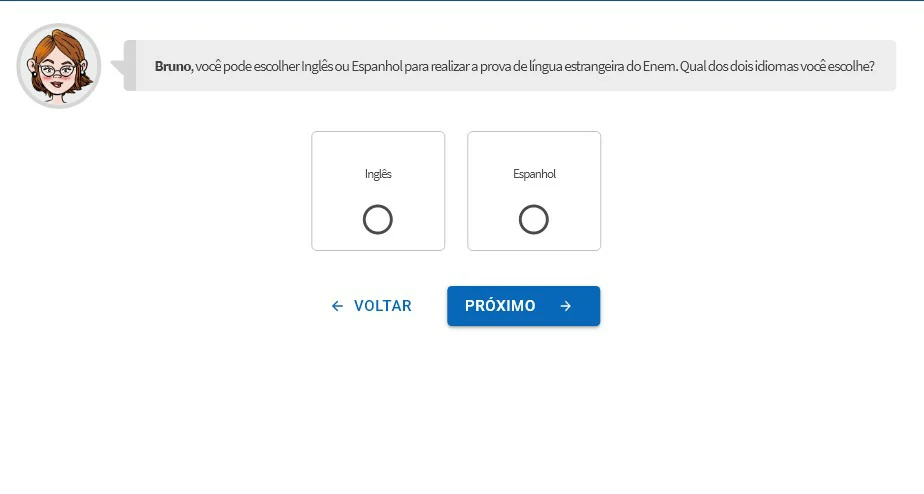 Selecione um idioma - Como se inscrever no Enem online
