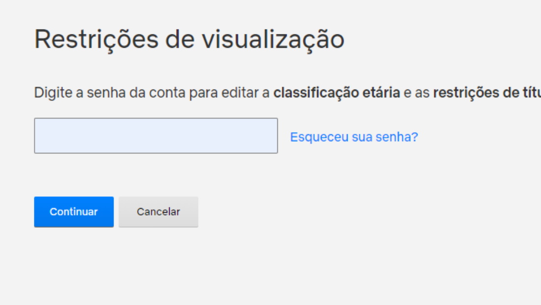 Será necessário informar a senha