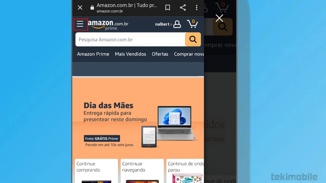 Toque nas três abas