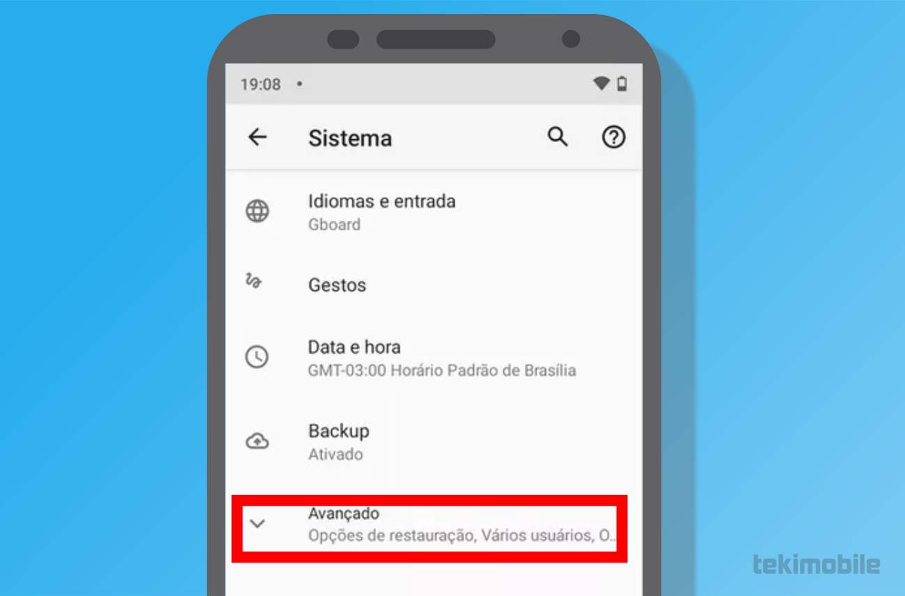 Toque em Avançado - Como formatar celular Motorola