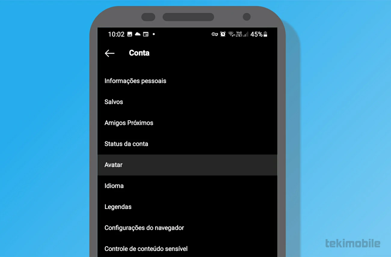 Toque em avatar - Metaverso como criar Avatar no Instagram