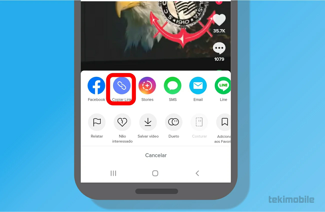 Toque em copiar link - SSSTiktok como baixar vídeos do TikTok com ele