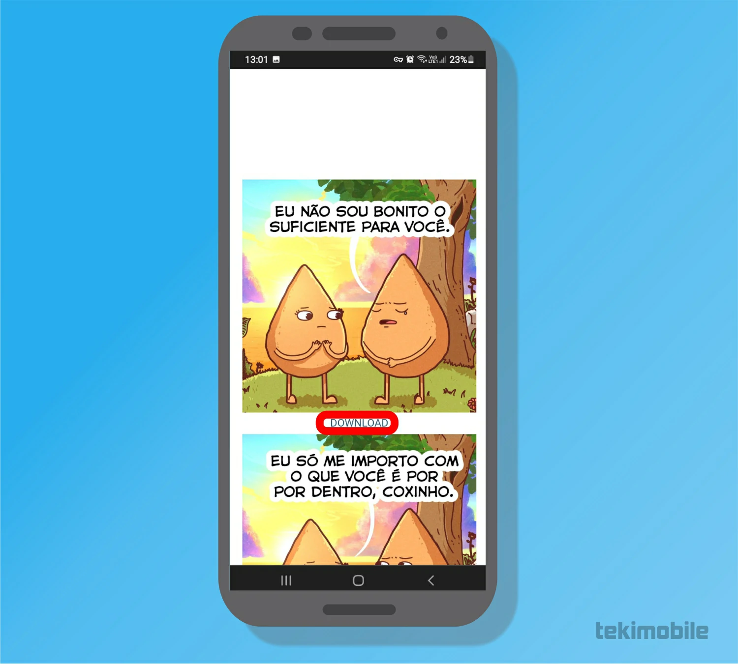 Toque em download - Como compartilhar foto do Instagram no WhatsApp
