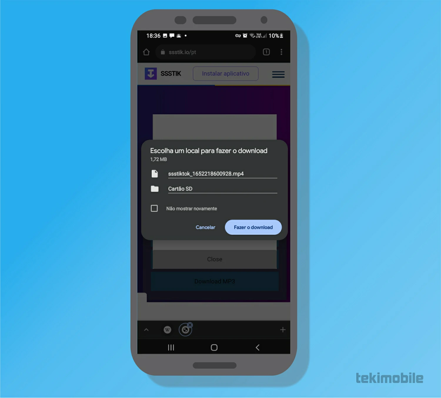 Toque em fazer download - SSSTiktok como baixar vídeos do TikTok com ele