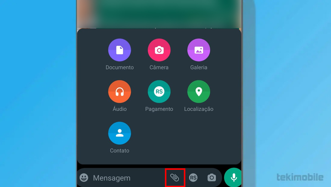 Vá no ícone de clips