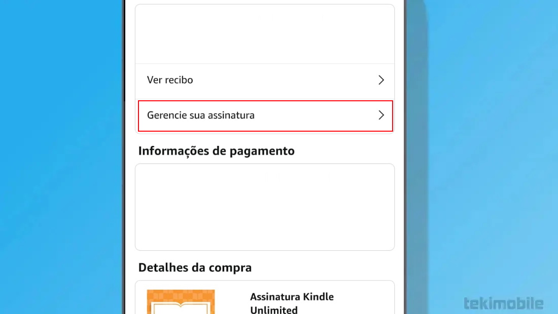Várias informações de assinatura serão exibidos