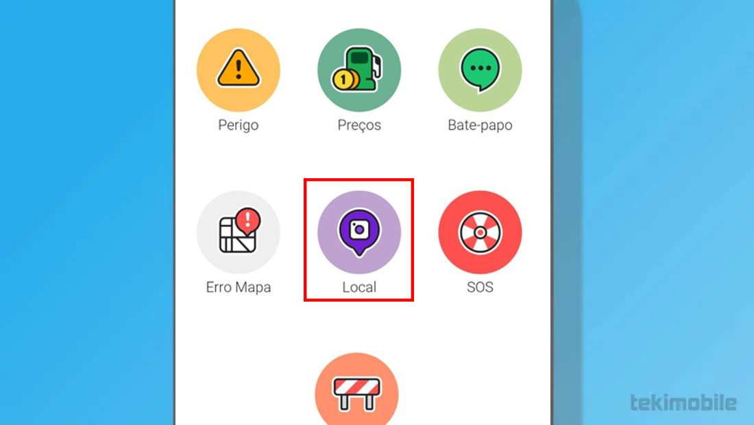 Várias opções são mostradas no app