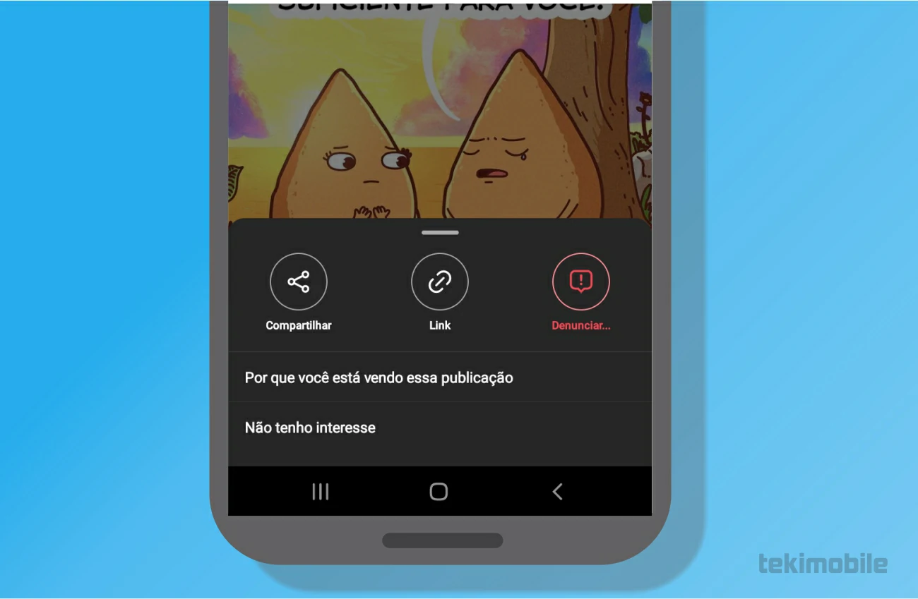 selecione a opção link - Como compartilhar foto do Instagram no WhatsApp