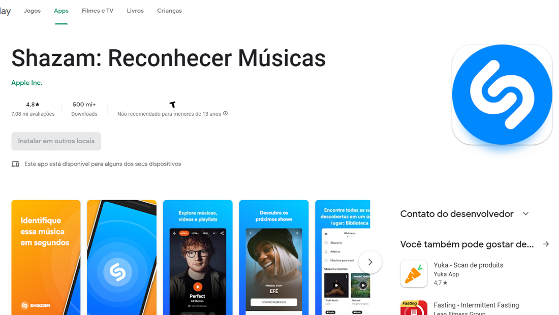 A opção mais popular para reconhecer músicas